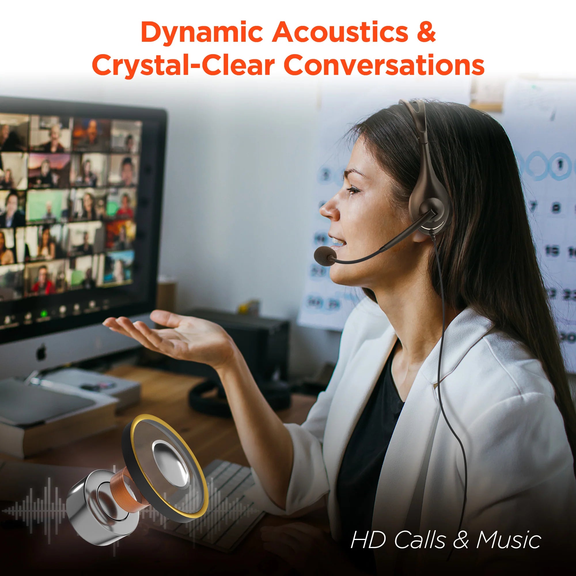 Hypergear V100 Office Professional Wired Headset W 6 Ft Cord